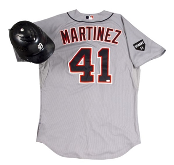 2011 Victor Martinez Game Worn Detroit Tigers Road Jersey and Batting Helmet (MLB Authenticated)